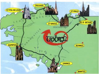 mapa del recorrido Tro Breiz