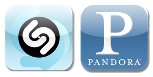 Apps Shazam Pandora musica